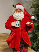 PAPAI NOEL COLECIONÁVEL DE PIJAMA E PANTUFA 28CM