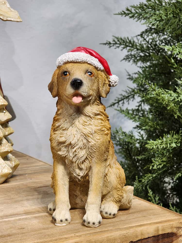 CACHORRO NATALINO EM RESINA 20CM