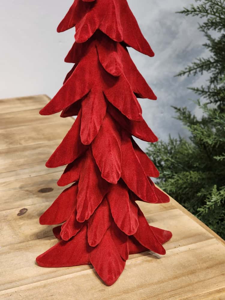 ÁRVORE RESINA VELUDO VERMELHA 44CM