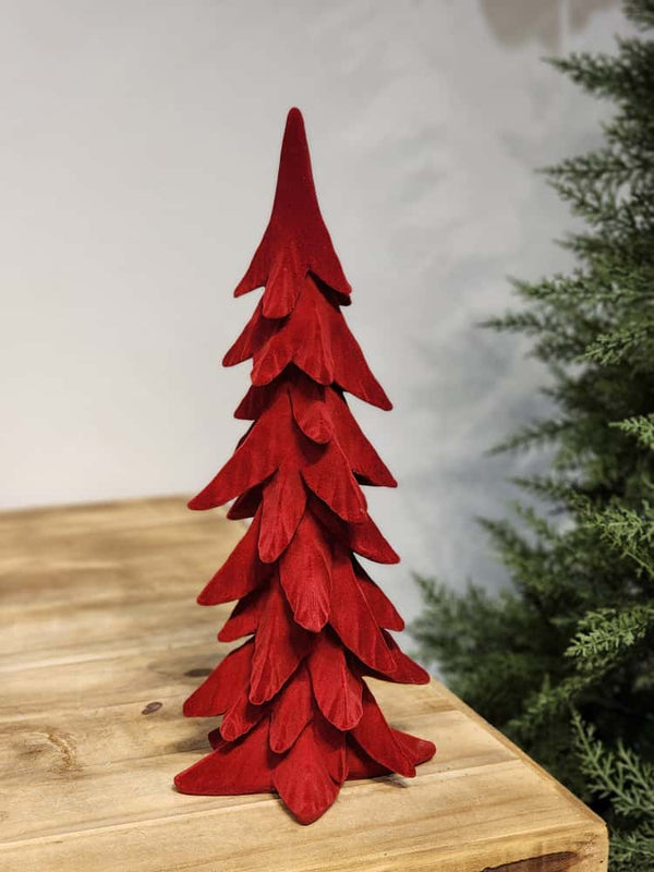 ÁRVORE RESINA VELUDO VERMELHA 44CM