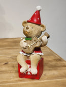 URSO EM RESINA MÚSICO COM VIOLÃO 20CM