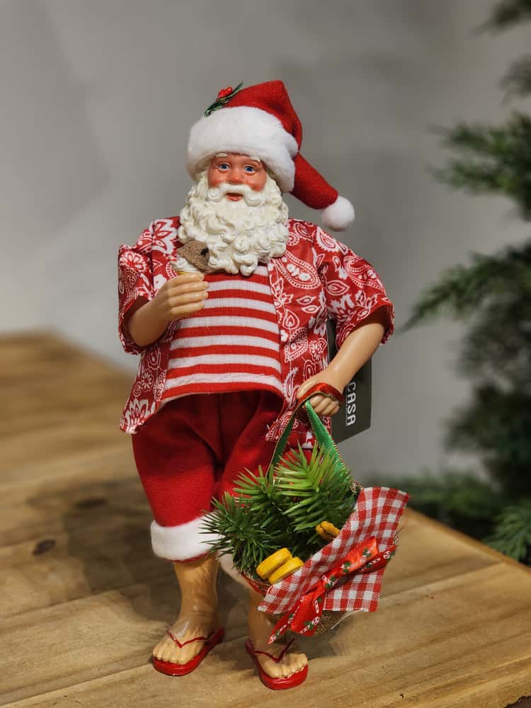 PAPAI NOEL COLECIONÁVEL DE FÉRIAS 28CM