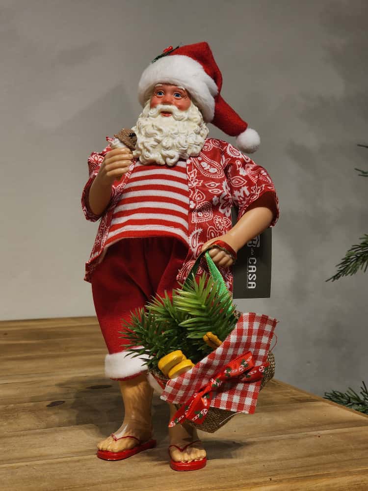 PAPAI NOEL COLECIONÁVEL DE FÉRIAS 28CM