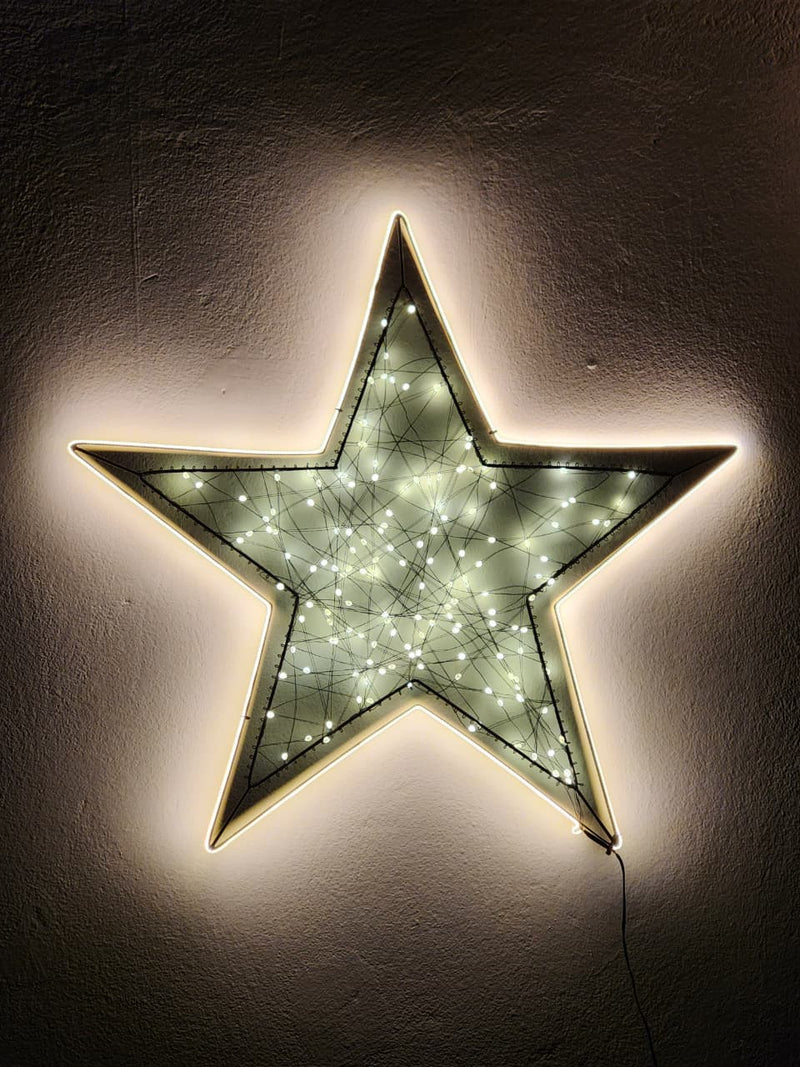 ESTRELA DECORATIVA COM LED WARM USO INTERNO E EXTERNO 60CM BIVOLT