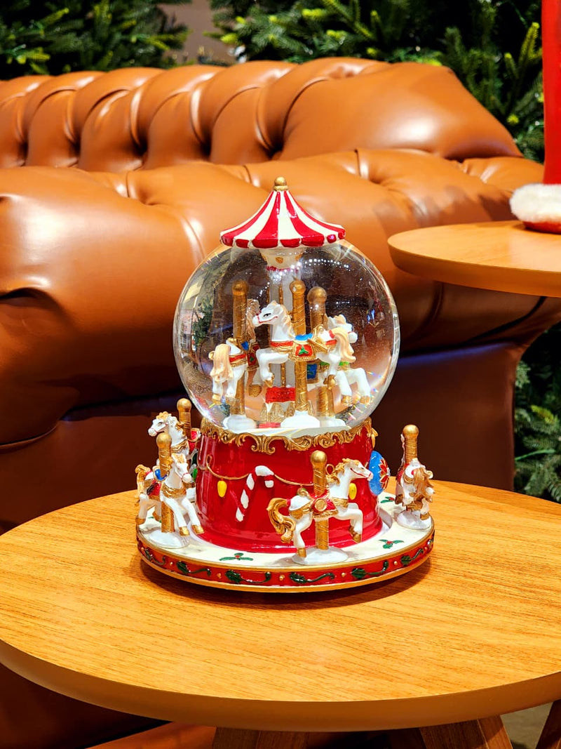 GLOBO A CORDA COM ÁGUA CARROSSEL COM MOVIMENTO 20,5CM